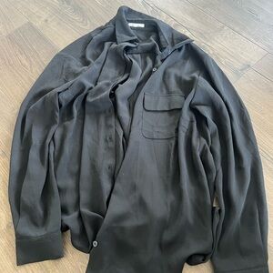 Black gauzy button down